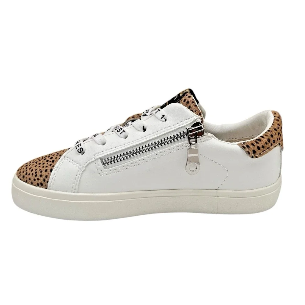 Vintage Havana Youth Girls Ninaley Leopard Leather Sneakers Size 2.5 White Brown